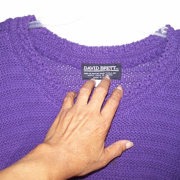 VTG David Brett PURPLE Knit Crop Top Sweater Sz M - Picture 6 of 8